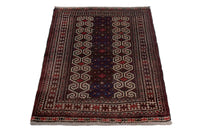 Persian Torkaman accent rug in dark brown and cream, view 4 of 10