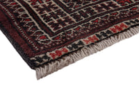 Persian Torkaman accent rug in dark brown and cream, view 6 of 10