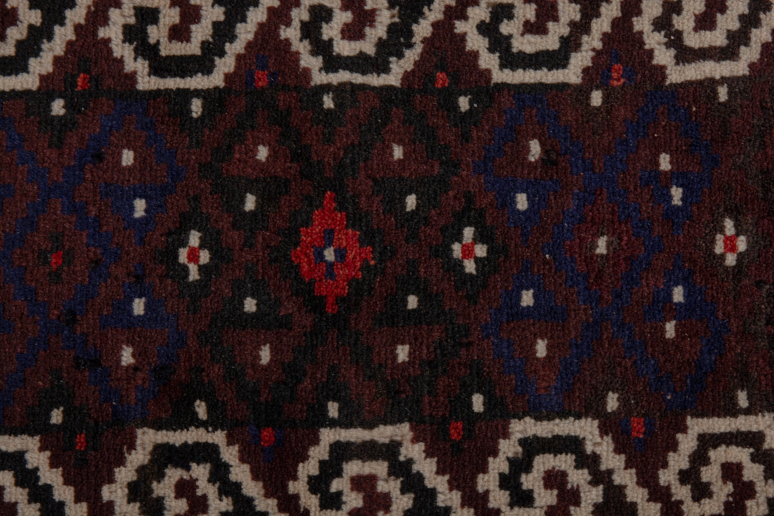 Persian Torkaman accent rug in dark brown and cream, view 6 of 9