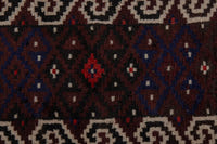 Persian Torkaman accent rug in dark brown and cream, view 8 of 10