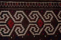 Persian Torkaman accent rug in dark brown and cream, view 9 of 10