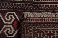 Persian Torkaman accent rug in dark brown and cream, view 10 of 10