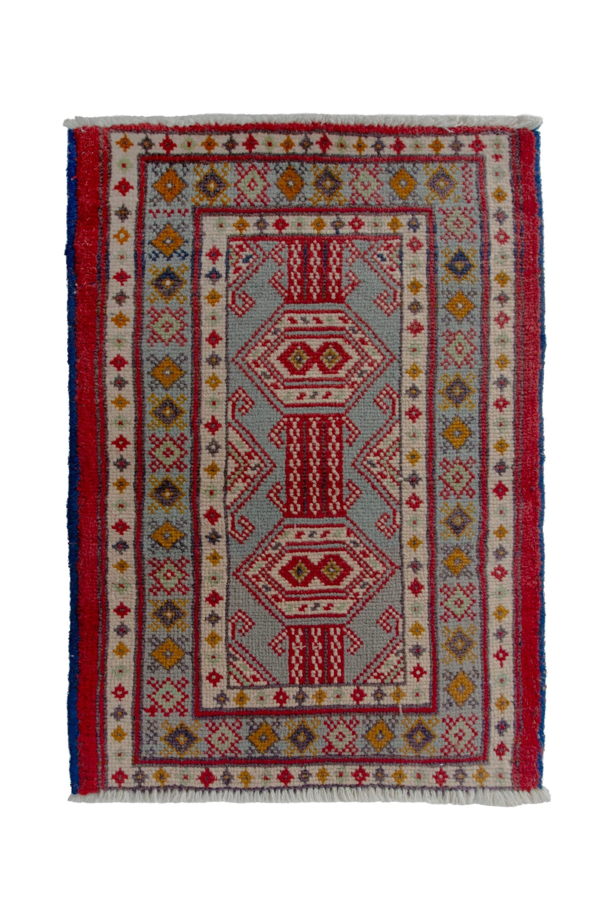 Persian Torkaman accent rug in stone and cream, view 2 of 10