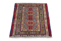 Persian Torkaman accent rug in stone and cream, view 3 of 10