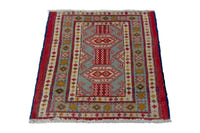 Persian Torkaman accent rug in stone and cream, view 4 of 10