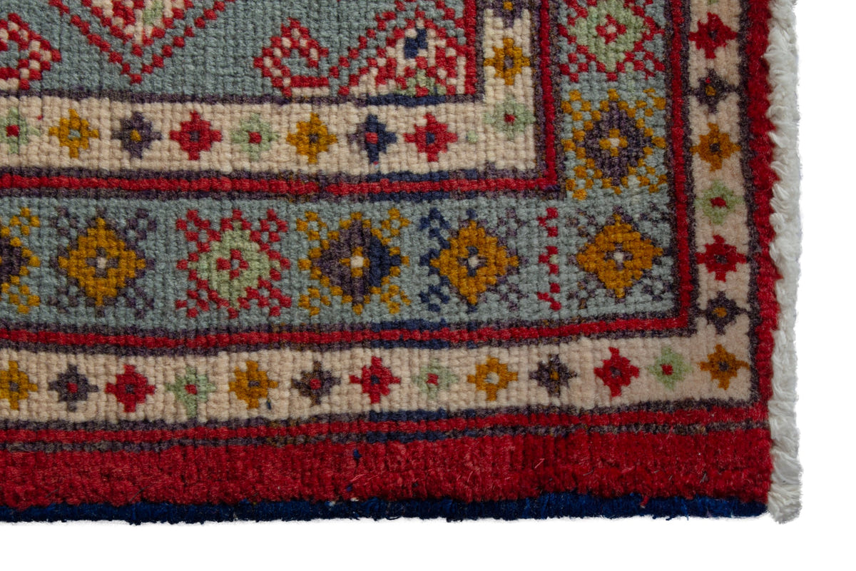 Persian Torkaman accent rug in stone and cream, view 5 of 10