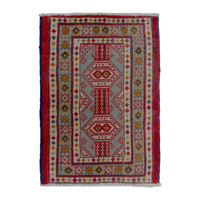Persian Torkaman accent rug in stone and cream, 2' x 2'9"