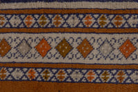 Persian Baluch accent rug in rust and blue, view 7 of 8