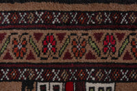 Persian Torkaman accent rug in tan and burgundy, view 9 of 10