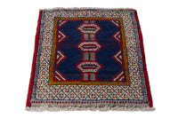 Persian Baluch accent rug in navy and cream, view 4 of 9