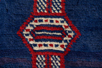 Persian Baluch accent rug in navy and cream, view 7 of 9