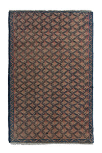 Persian Hamadan runner rug in dusty rose and dark taupe, view 2 of 9