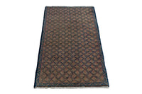 Persian Hamadan runner rug in dusty rose and dark taupe, view 3 of 9