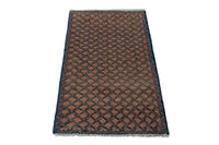 Persian Hamadan runner rug in dusty rose and dark taupe, view 4 of 9