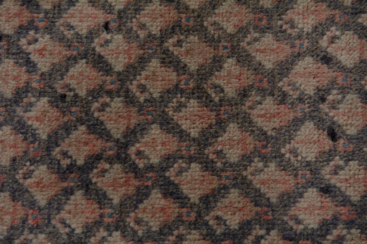 Persian Hamadan runner rug in dusty rose and dark taupe, view 7 of 9
