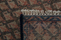 Persian Hamadan runner rug in dusty rose and dark taupe, view 9 of 9