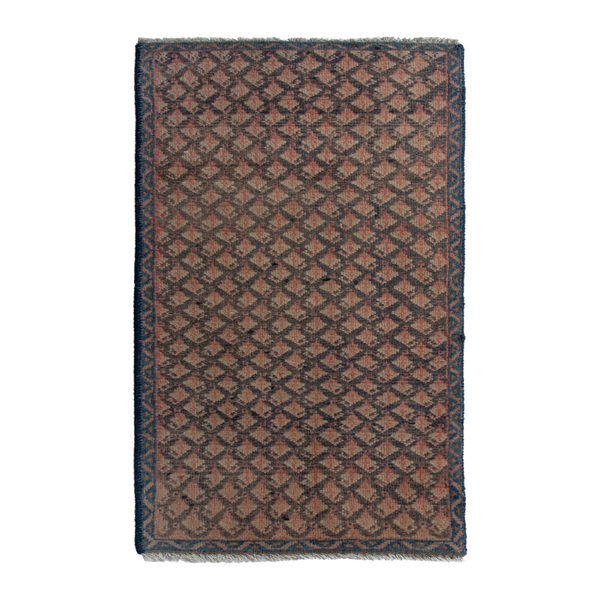 Persian Hamadan runner rug in dusty rose and dark taupe, 1'4" x 3'7"