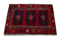Persian Ardabil accent rug in deep red and navy, view 3 of 9