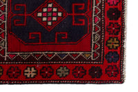 Persian Ardabil accent rug in deep red and navy, view 5 of 9