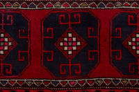 Persian Ardabil accent rug in deep red and navy, view 7 of 9