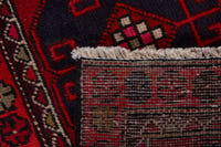 Persian Ardabil accent rug in deep red and navy, view 9 of 9