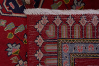 Persian Kashan accent rug in deep red and navy, view 9 of 9