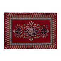 Persian Kashan accent rug in deep red and navy, 3'3" x 2'3"