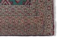 Persian Baluch accent rug in teal and greige, view 5 of 9