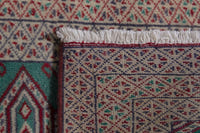Persian Baluch accent rug in teal and greige, view 9 of 9