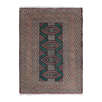 Persian Baluch accent rug in teal and greige, 2'1" x 2'11"