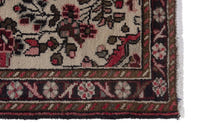 Persian Hamadan accent rug in cream and black, view 5 of 9