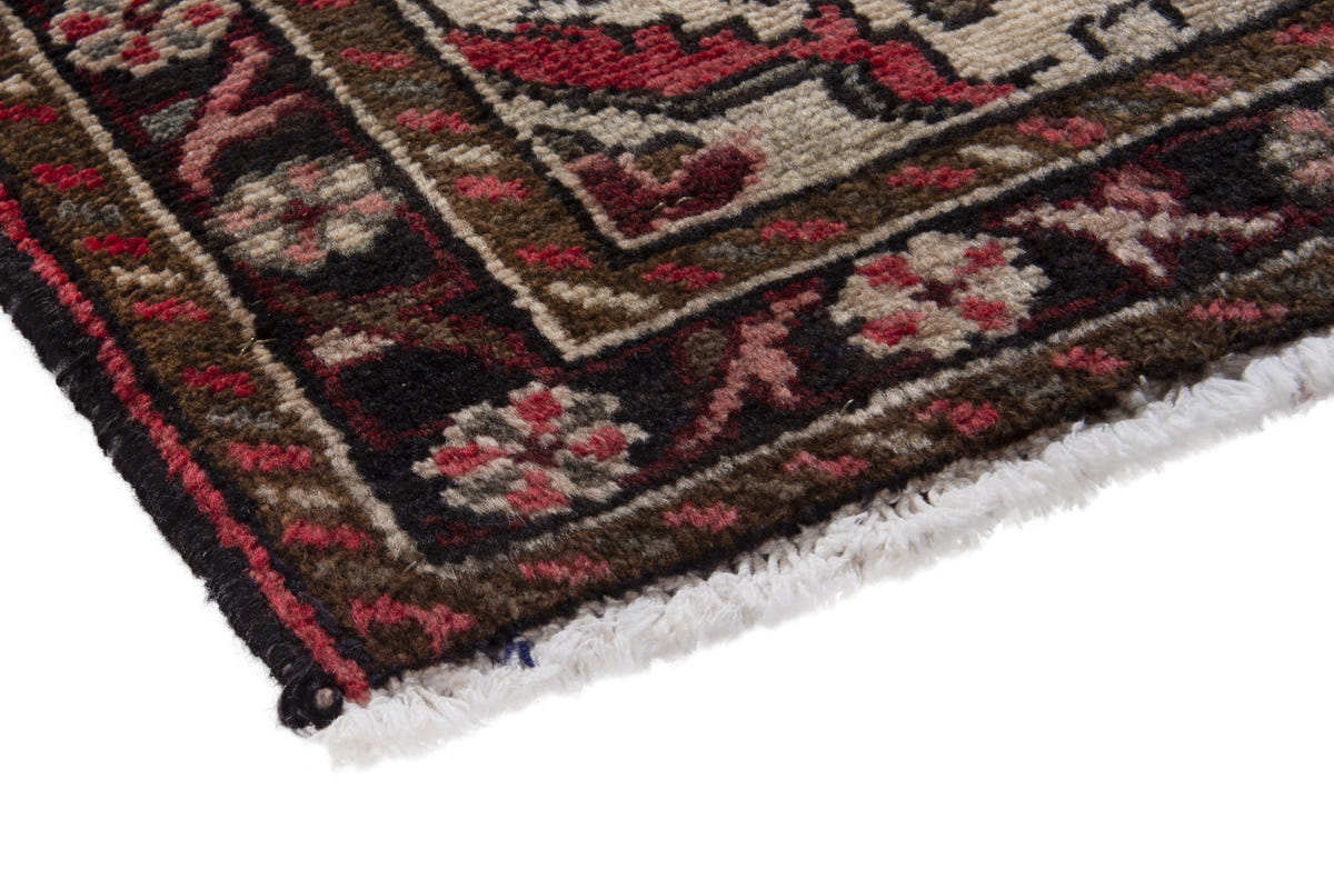 Persian Hamadan accent rug in cream and black, view 6 of 9