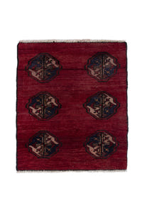 Persian Baluch accent rug in burgundy and navy, view 2 of 9