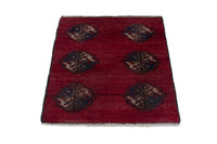 Persian Baluch accent rug in burgundy and navy, view 3 of 9
