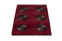 Persian Baluch accent rug in burgundy and navy, view 4 of 9