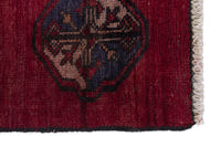 Persian Baluch accent rug in burgundy and navy, view 5 of 9