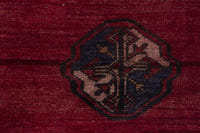 Persian Baluch accent rug in burgundy and navy, view 7 of 9