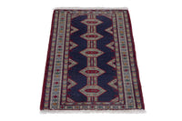 Persian Baluch accent rug in navy and cream, view 4 of 9
