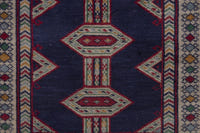 Persian Baluch accent rug in navy and cream, view 7 of 9