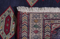 Persian Baluch accent rug in navy and cream, view 9 of 9