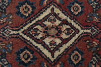 Persian Hamadan accent rug in brick and navy, view 7 of 10
