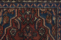 Persian Hamadan accent rug in brick and navy, view 8 of 10