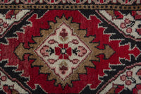 Persian Hamadan accent rug in deep red and black, view 7 of 9