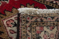 Persian Hamadan accent rug in deep red and black, view 9 of 9