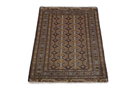 Persian Baluch accent rug in tan and cream, view 4 of 9