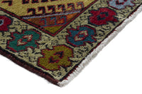 Persian Torkaman accent rug in mustard and cream, view 6 of 10