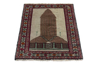 Persian Baluch accent rug in cream and light brown, view 3 of 11