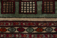 Persian Baluch accent rug in cream and light brown, view 9 of 11