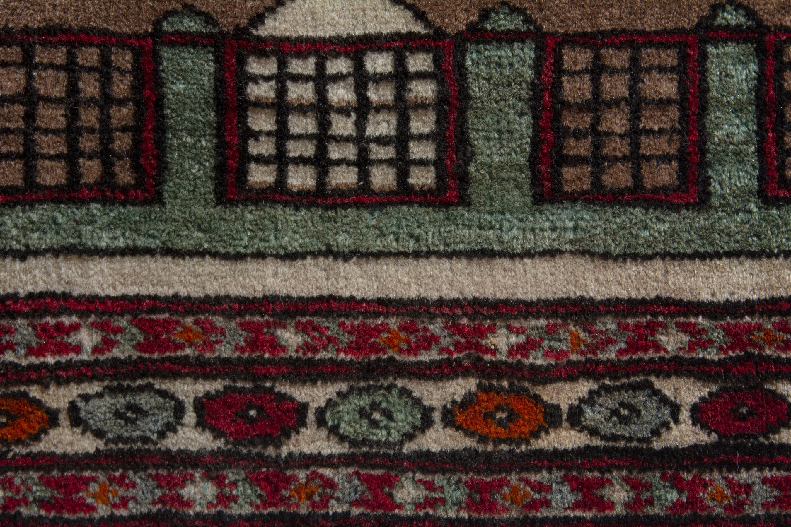 Persian Baluch accent rug in cream and light brown, view 8 of 10
