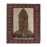 Persian Baluch accent rug in cream and light brown, 2'2" x 2'4"